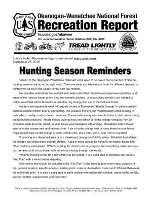 Editor's Note: Recreation Reports Are Printed Every Week Through