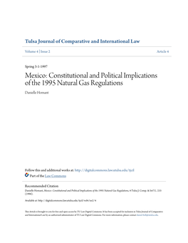 Constitutional and Political Implications of the 1995 Natural Gas Regulations Danielle Homant