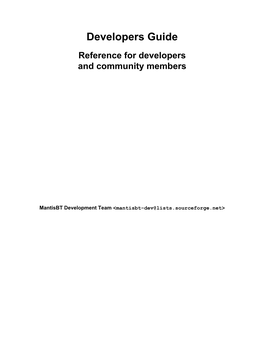 Developers Guide Reference for Developers and Community Members