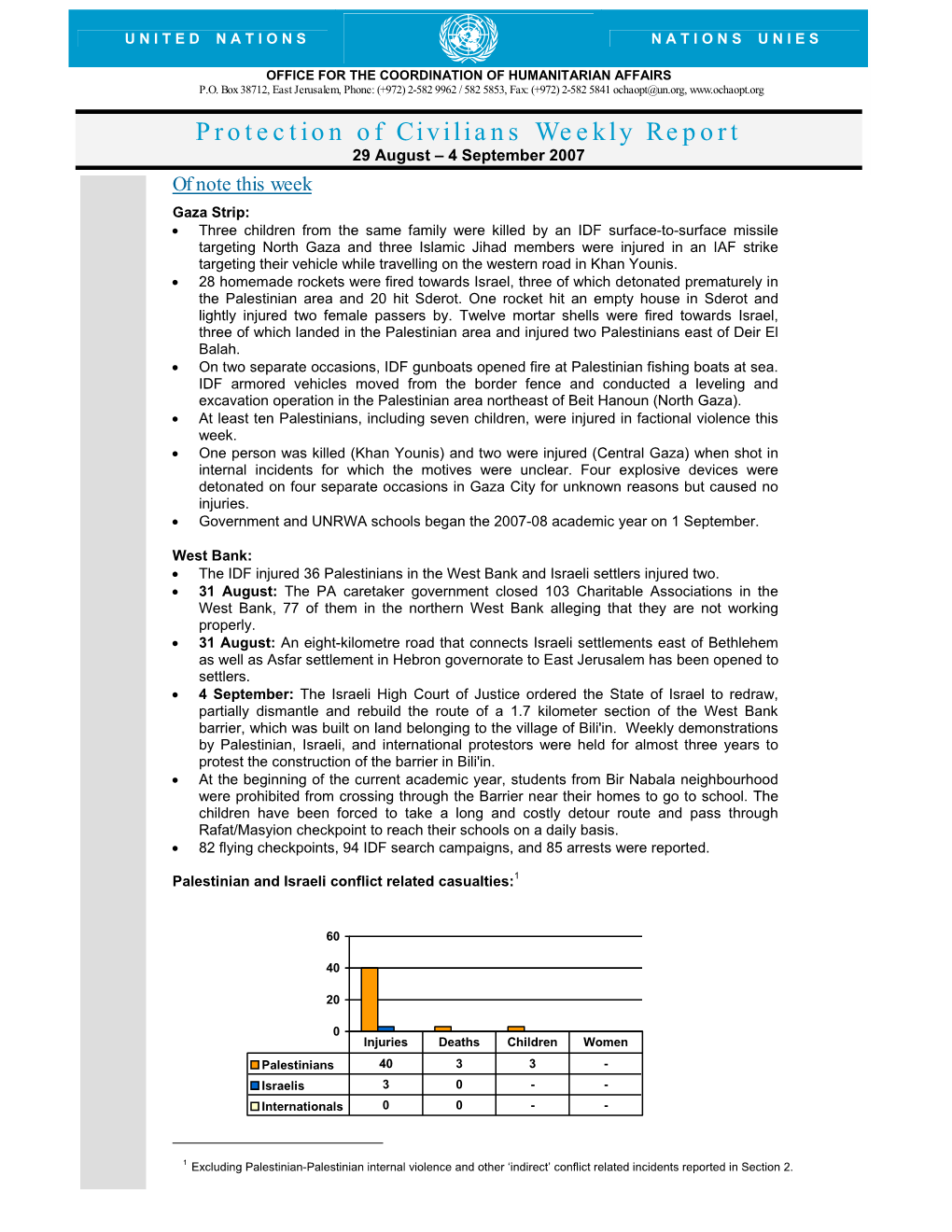 Protection of Civilians Weekly Report 29 August