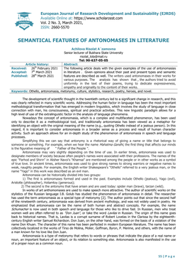 Semantical Features of Antonomases in Literature