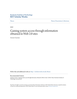 Gaining System Access Through Information Obtained in Web 2.0 Sites Arsenio Guzmán