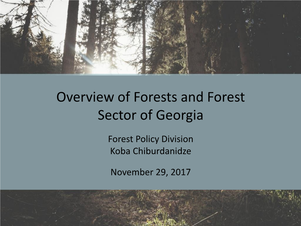 Overview of Forests and Forest Sector of Georgia