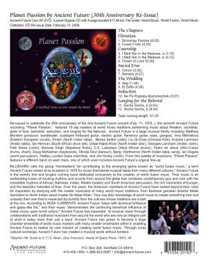 Planet Passion by Ancient Future (30Th Anniversary Re-Issue) Ancient-Future.Com AF-2010