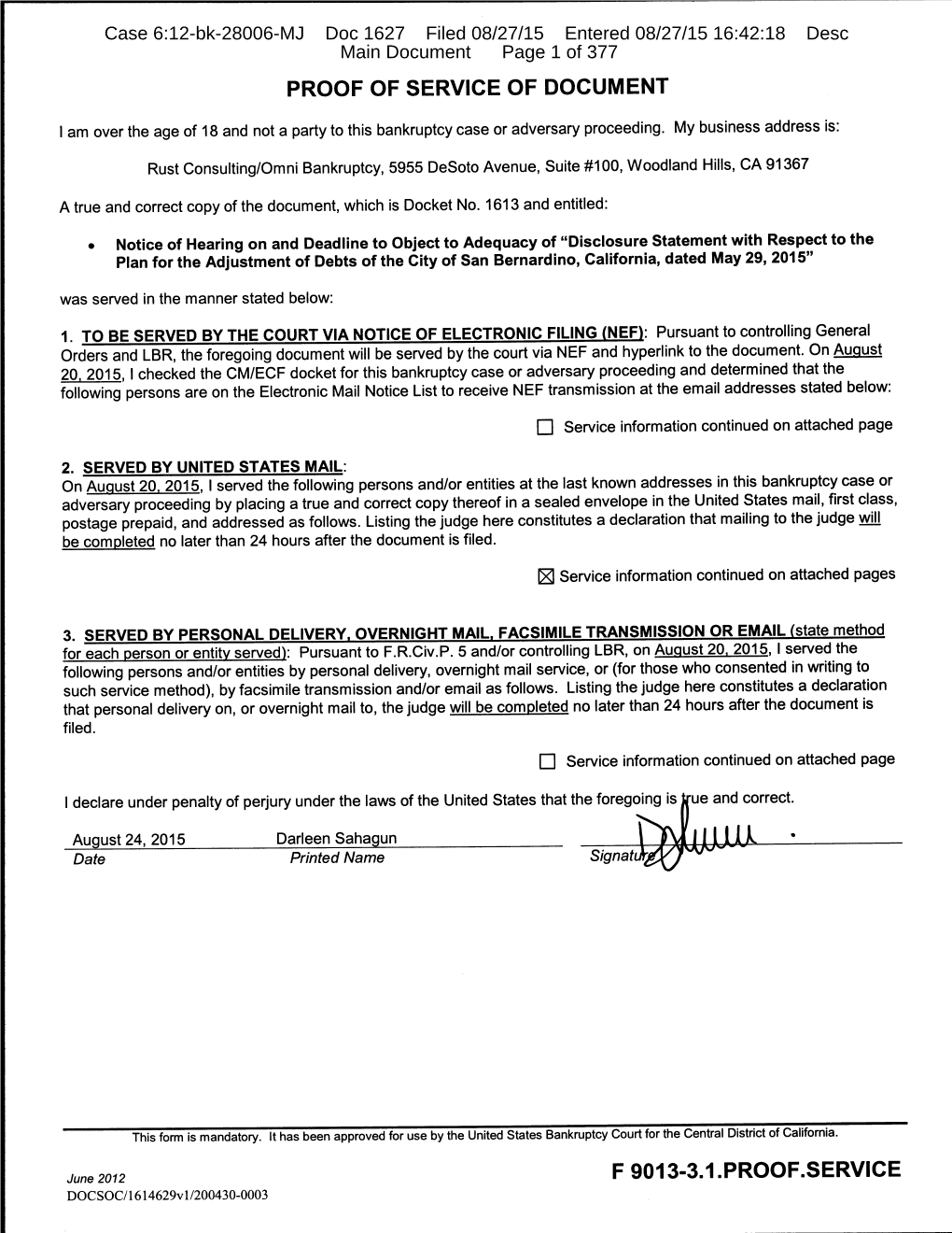 Case 6:12-Bk-28006-MJ Doc 1627 Filed 08/27/15 Entered 08/27