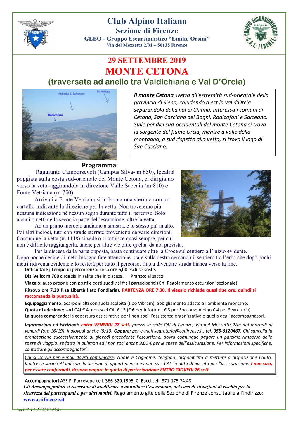 MONTE CETONA (Traversata Ad Anello Tra Valdichiana E Val D’Orcia)