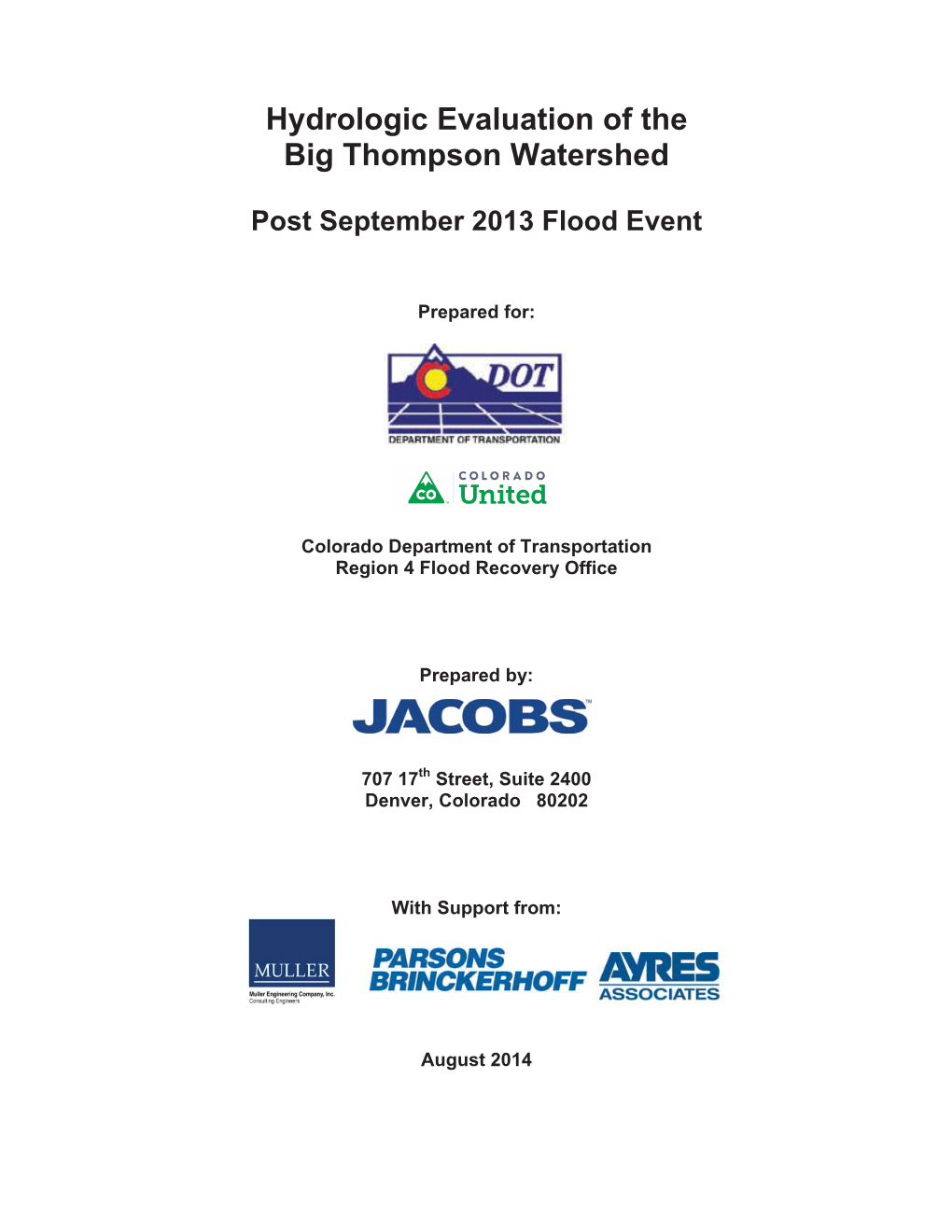 Hydrologic Evaluation of the Big Thompson Watershed