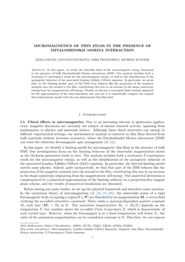 Micromagnetics of Thin Films in the Presence of Dzyaloshinskii–Moriya Interaction
