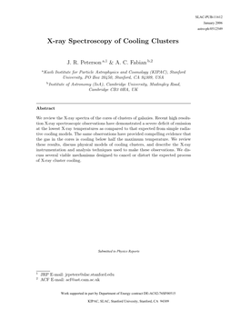 X-Ray Spectroscopy of Cooling Clusters