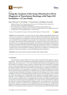 Using the Analysis of the Gases Dissolved in Oil in Diagnosis of Transformer Bushings with Paper-Oil Insulation—A Case Study