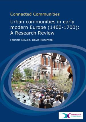 Urban Communities in Early Modern Europe (1400-1700): a Research Review