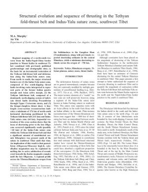 Structural Evolution and Sequence of Thrusting in the Tethyan Fold-Thrust Belt and Indus-Yalu Suture Zone, Southwest Tibet