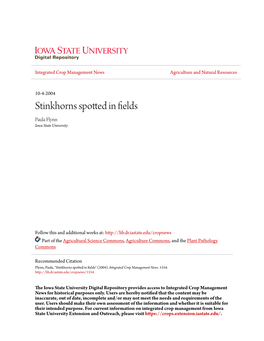 Stinkhorns Spotted in Fields Paula Flynn Iowa State University