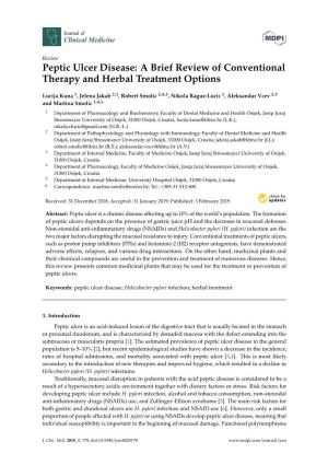 Peptic Ulcer Disease: a Brief Review of Conventional Therapy and Herbal Treatment Options