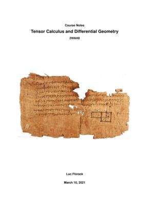 Tensor Calculus and Differential Geometry