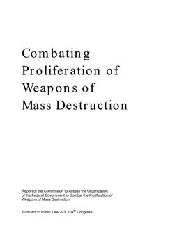 Combating Proliferation of Weapons of Mass Destruction