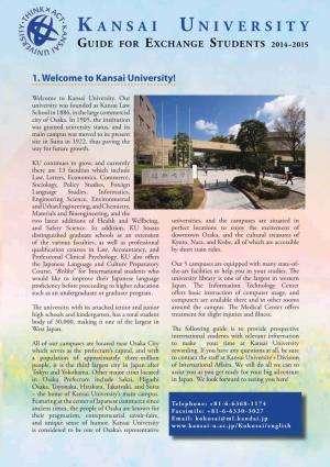 K Ansai University Guide for Exchange Students 2014~2015