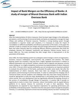 A Study of Merger of Bharat Overseas Bank with Indian Overseas Bank