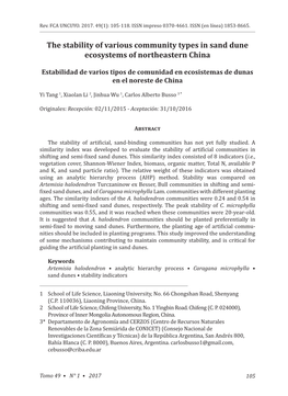 The Stability of Various Community Types in Sand Dune Ecosystems of Northeastern China
