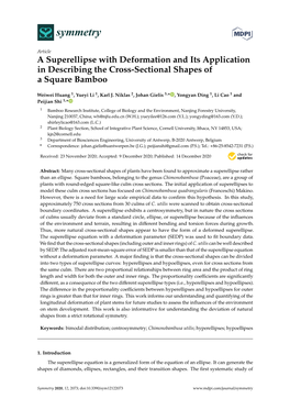 A Superellipse with Deformation and Its Application in Describing the Cross-Sectional Shapes of a Square Bamboo
