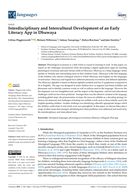 Interdisciplinary and Intercultural Development of an Early Literacy App in Dhuwaya