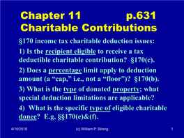 Chapter 11 P.631 Charitable Contributions