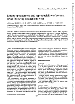 Entoptic Phenomena and Reproducibility Ofcorneal Striae