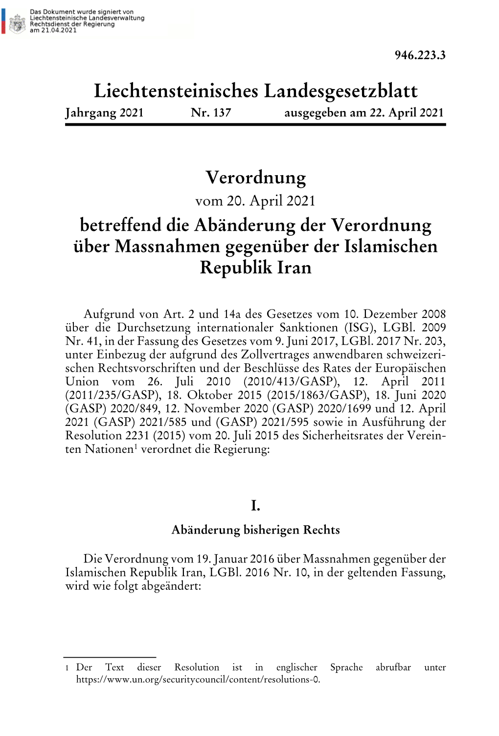 Liechtensteinisches Landesgesetzblatt Jahrgang 2021 Nr