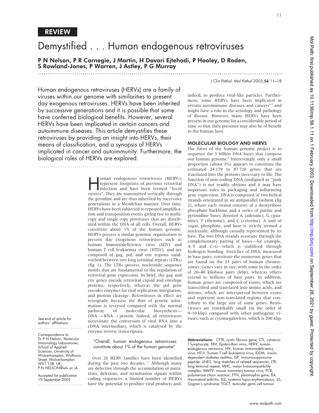 Demystified . . . Human Endogenous Retroviruses