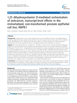 1,25 Dihydroxyvitamin D-Mediated Orchestration of Anticancer