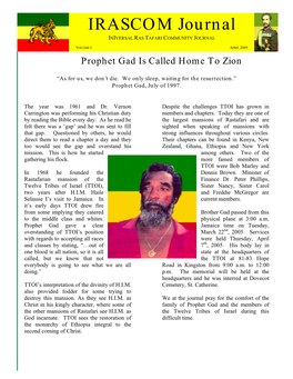 IRASCOM Journal INIVERSAL RAS TAFARI COMMUNITY JOURNAL