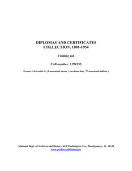 Diplomas and Certificates Collection, 1801-1954