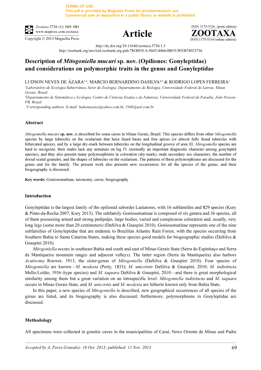 Opiliones: Gonyleptidae) and Considerations on Polymorphic Traits in the Genus and Gonyleptidae