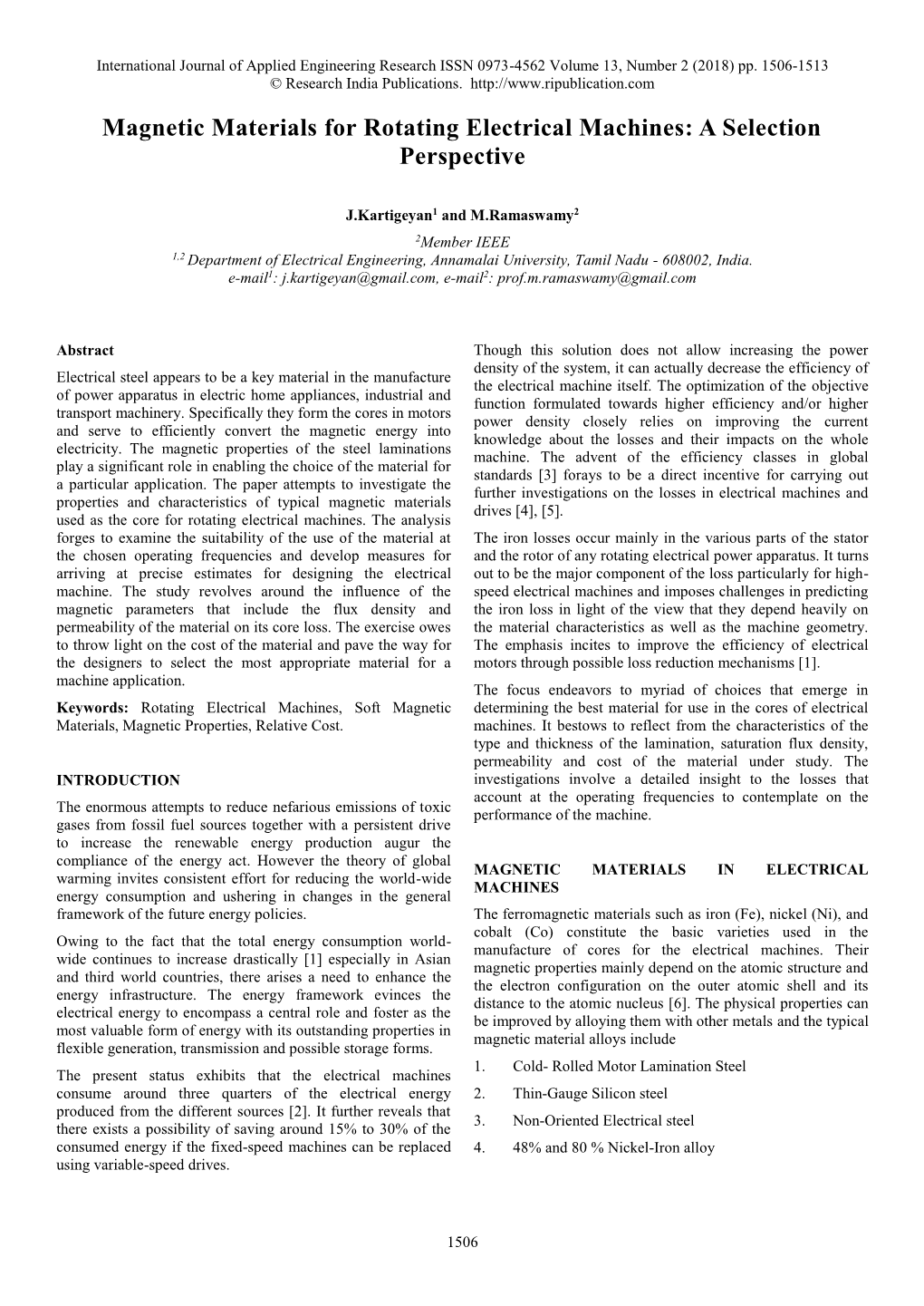 Magnetic Materials for Rotating Electrical Machines: a Selection Perspective