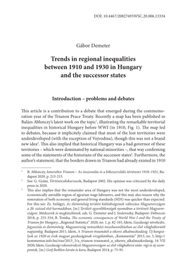 Trends in Regional Inequalities Between 1910 and 1930 in Hungary and the Successor States