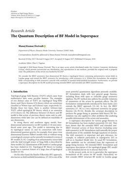 The Quantum Description of BF Model in Superspace