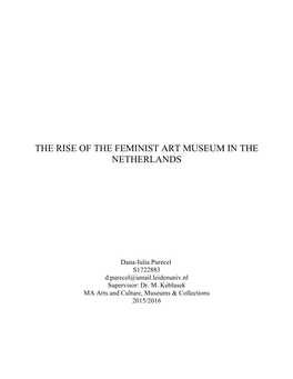 The Rise of the Feminist Art Museum in the Netherlands