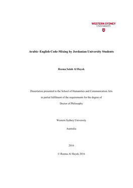 Arabic–English Code-Mixing by Jordanian University Students