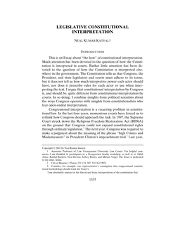 Legislative Constitutional Interpretation