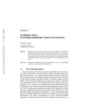 Introduction: Paleoheliosphere Versus Paleolism