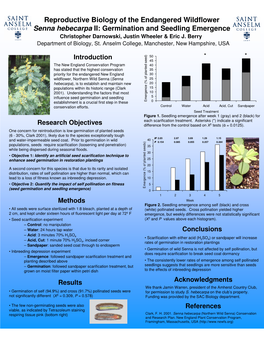 Reproductive Biology of the Endangered Wildflower Senna Hebecarpa II: Germination and Seedling Emergence Christopher Darnowski, Justin Wheeler & Eric J
