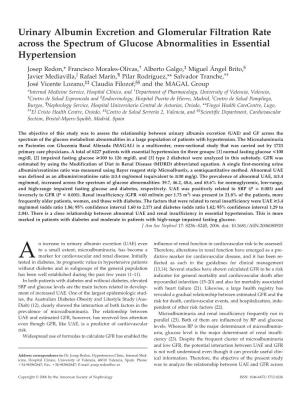 Urinary Albumin Excretion and Glomerular Filtration Rate Across the Spectrum of Glucose Abnormalities in Essential Hypertension