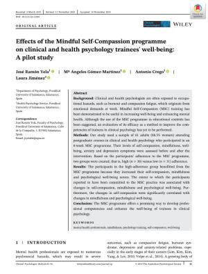 Effects of the Mindful Self‐Compassion Programme on Clinical And