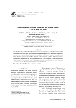 Haematophagous Arthropod Saliva and Host Defense System: a Tale of Tear and Blood