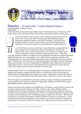 Matches – 29 April 1967 – Leeds United 0 Chelsea 1
