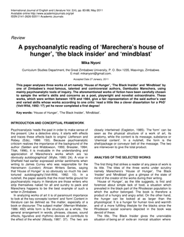 'Marechera's House of Hunger'