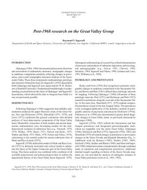 Post-1968 Research on the Great Valley Group