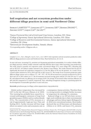 Soil Respiration and Net Ecosystem Production Under Different Tillage Practices in Semi-Arid Northwest China