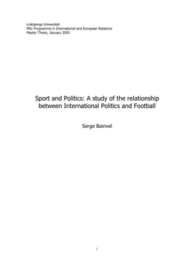 A Study of the Relationship Between International Politics and Football