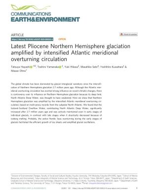 Latest Pliocene Northern Hemisphere Glaciation Amplified by Intensified Atlantic Meridional Overturning Circulation